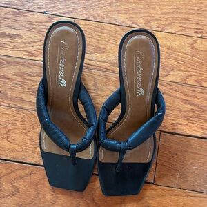 L'INTERVALLE Black Square-Toe Sandals